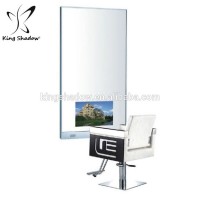 Kingshadow hair salon furniture styling mirror station with TV for hairdressing make up mirror